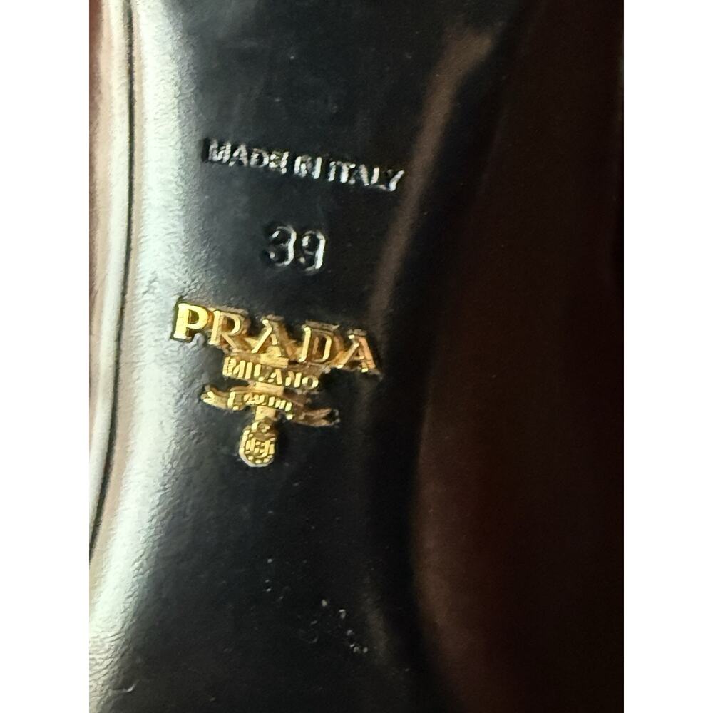 Vintage 90s Y2K Prada Milano Brown Leather Pointed Toe Kitten Heel Pumps Size 39 - Picture 11 of 11